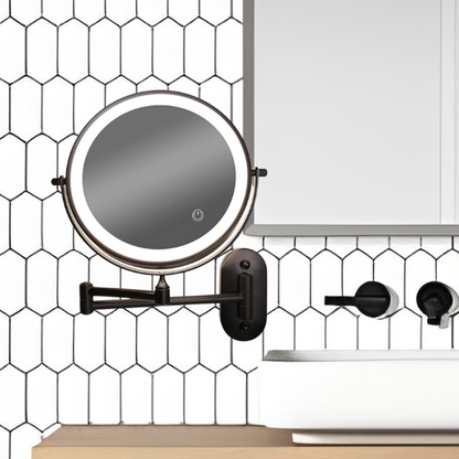 Luxyecs | Rechargeable Black LED Magnifying Mirror – Precision Lighting for Makeup & Bathroom