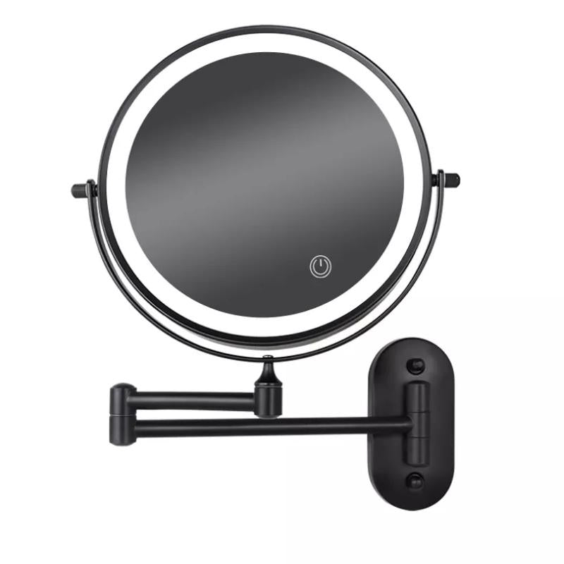 Luxyecs | Rechargeable Black LED Magnifying Mirror – Precision Lighting for Makeup & Bathroom