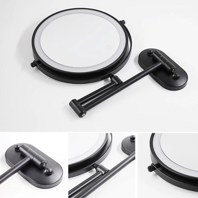 Luxyecs | Rechargeable Black LED Magnifying Mirror – Precision Lighting for Makeup & Bathroom
