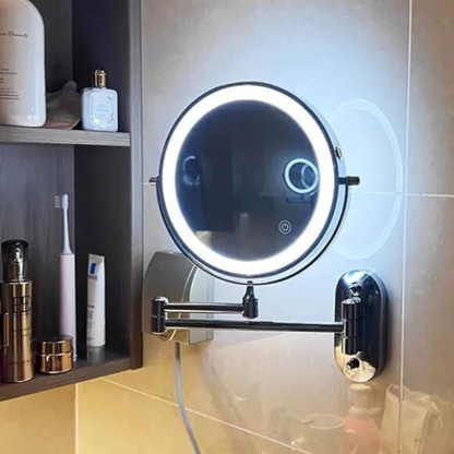 Luxyecs | Rechargeable Black LED Magnifying Mirror – Precision Lighting for Makeup & Bathroom