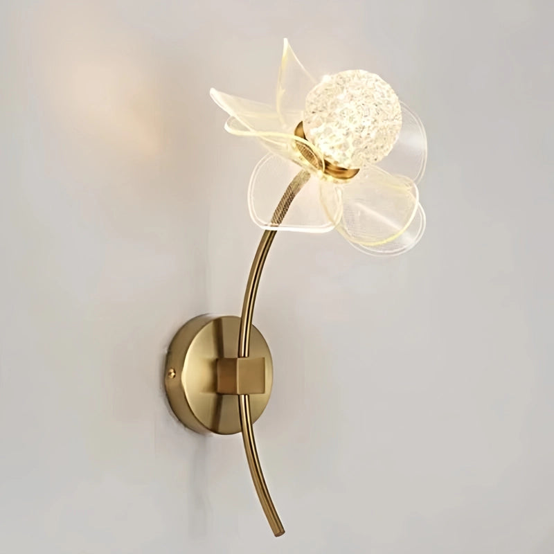 LED Flower Wall Light Acrylic Crystal Gold Three Color Adjustable