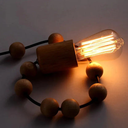 Boho Wooden Bead Pendant Light | Decorative Hanging Ceiling Lamp
