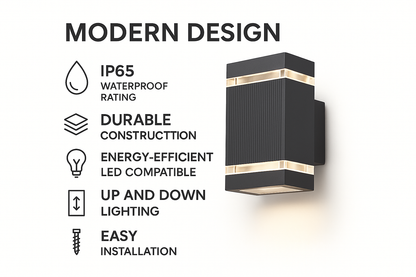 Modern Outdoor Wall Light | Waterproof Exterior LED Lamp