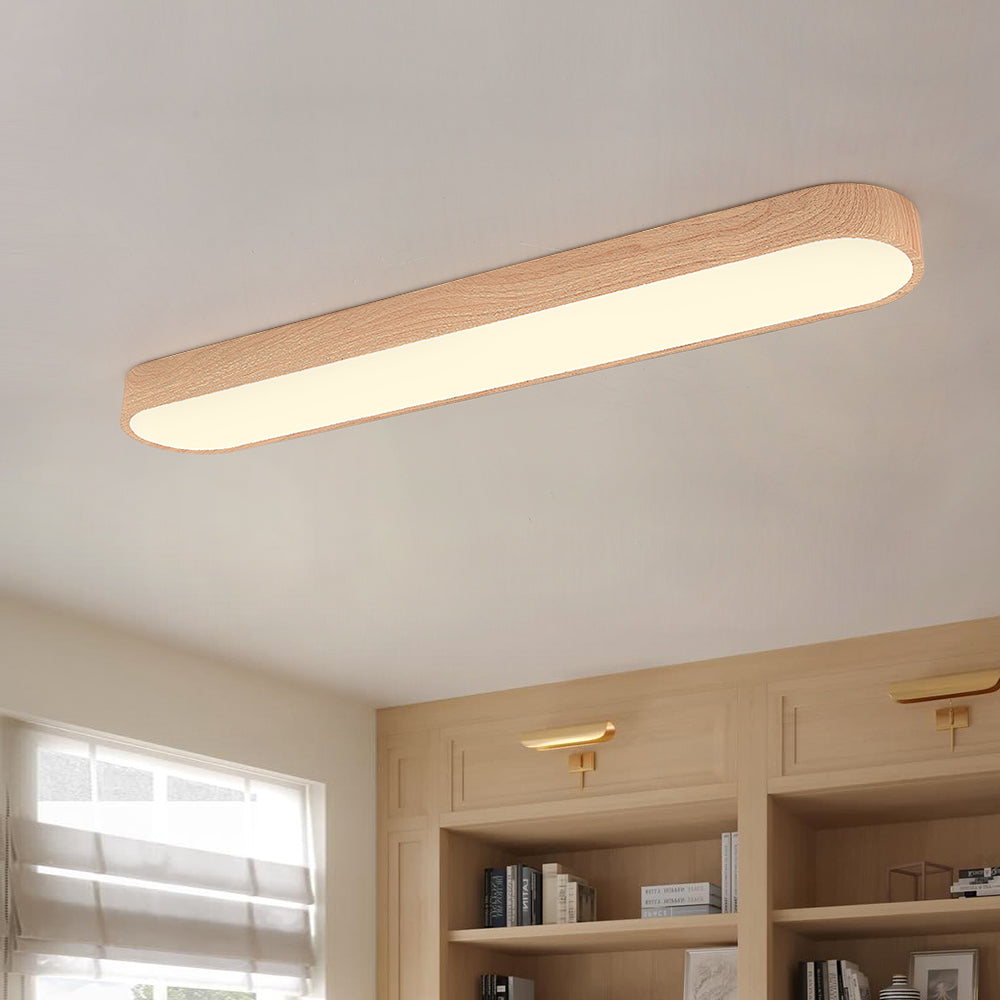 Nordic Light LED Ceiling Flush Mount | Oval Shape with Wood Accent