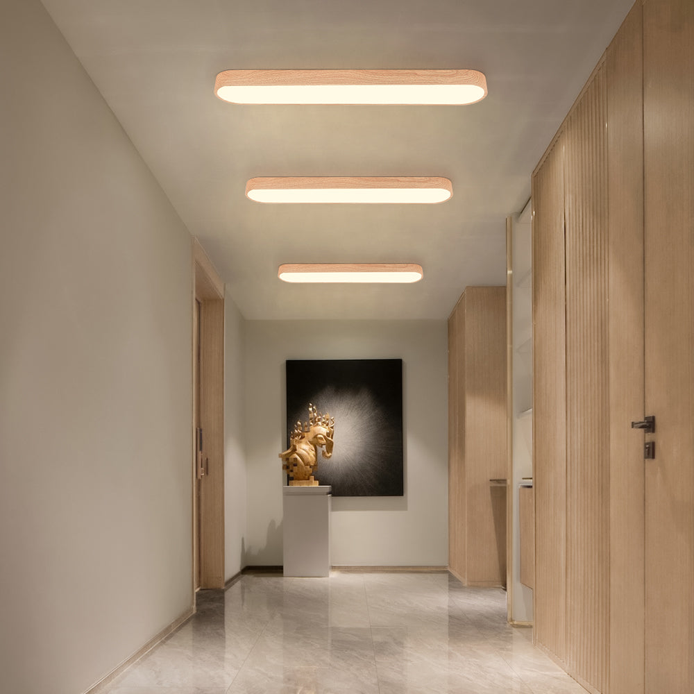 Nordic Light LED Ceiling Flush Mount | Oval Shape with Wood Accent