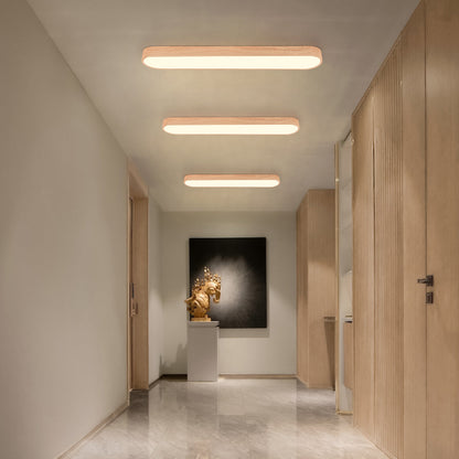 Nordic Light LED Ceiling Flush Mount | Oval Shape with Wood Accent