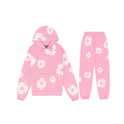 Unisex Floral Hoodie Tracksuit Set | Bold Red with Iconic Flower Prints