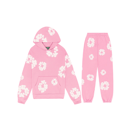 Unisex Floral Hoodie Tracksuit Set | Bold Red with Iconic Flower Prints