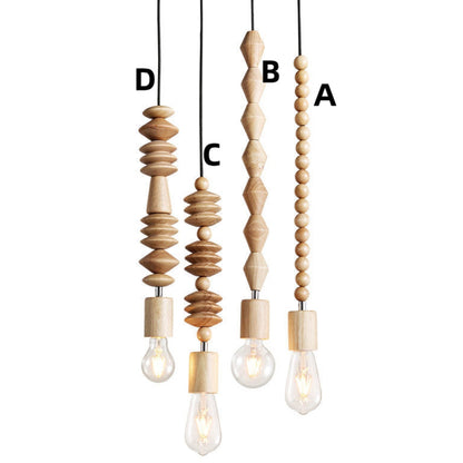 Boho Wooden Bead Pendant Light | Decorative Hanging Ceiling Lamp