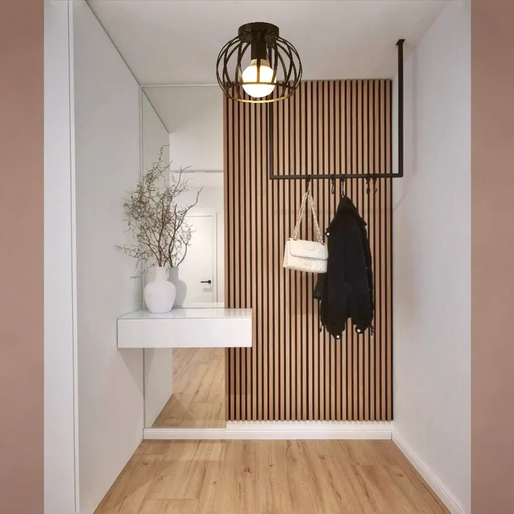 Industrial Cage Ceiling Light | Modern Hallway Fixture