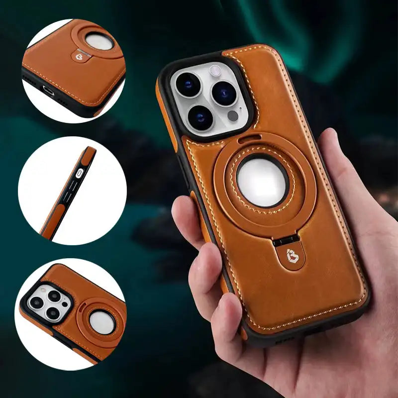 Leather Magnetic iPhone Case | Slim Cover with Ring Holder