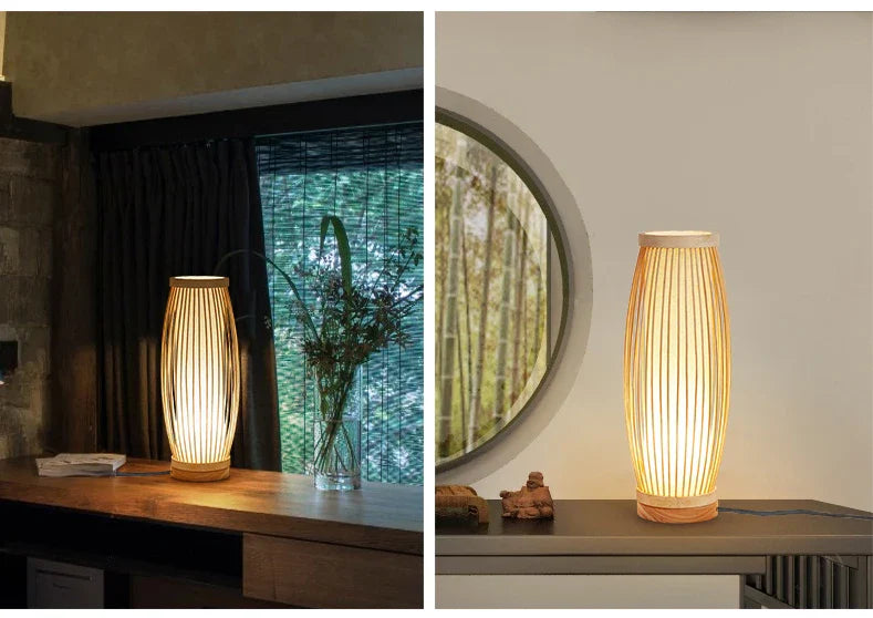 Japanese Zen Bamboo Bedside Lamp – Natural Harmony and Calm
