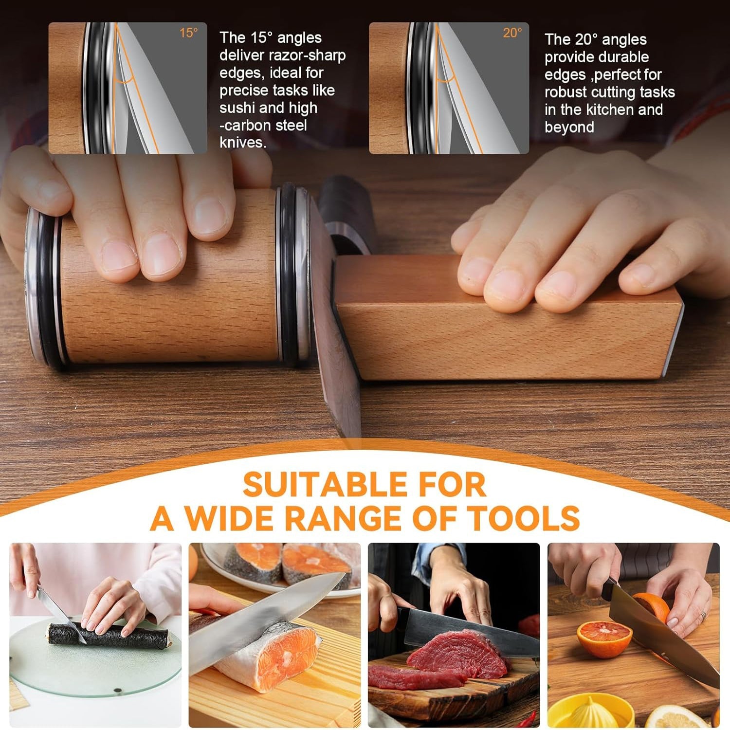Professional Knife Sharpener | Diamond-Coated Grinding Roller for Precise Sharpening