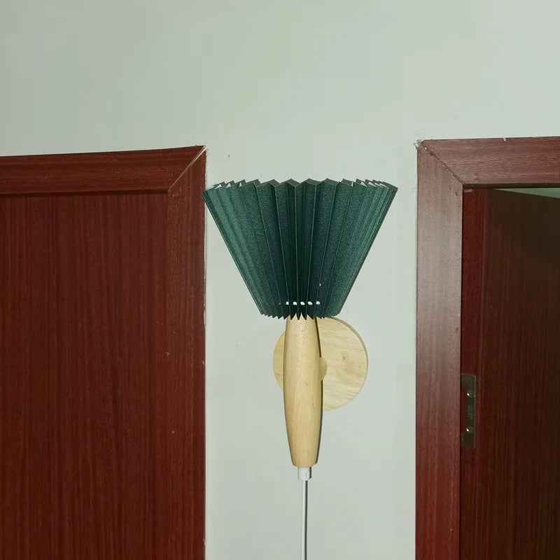 Petal Lamp | Nordic Style Wooden Wall Sconce with Pleated Design
