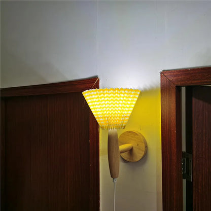 Petal Lamp | Nordic Style Wooden Wall Sconce with Pleated Design
