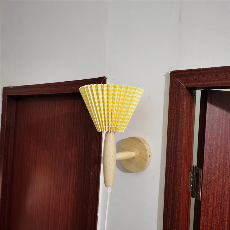 Petal Lamp | Nordic Style Wooden Wall Sconce with Pleated Design