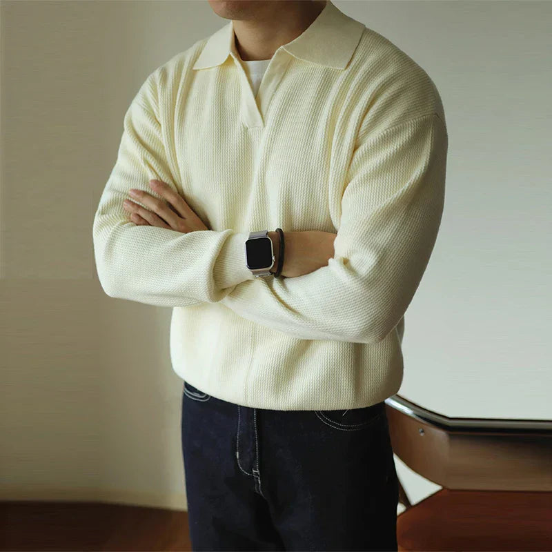 Men’s Long Sleeve Top | Casual Polo Style Shirt