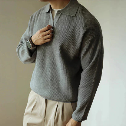 Men’s Long Sleeve Top | Casual Polo Style Shirt