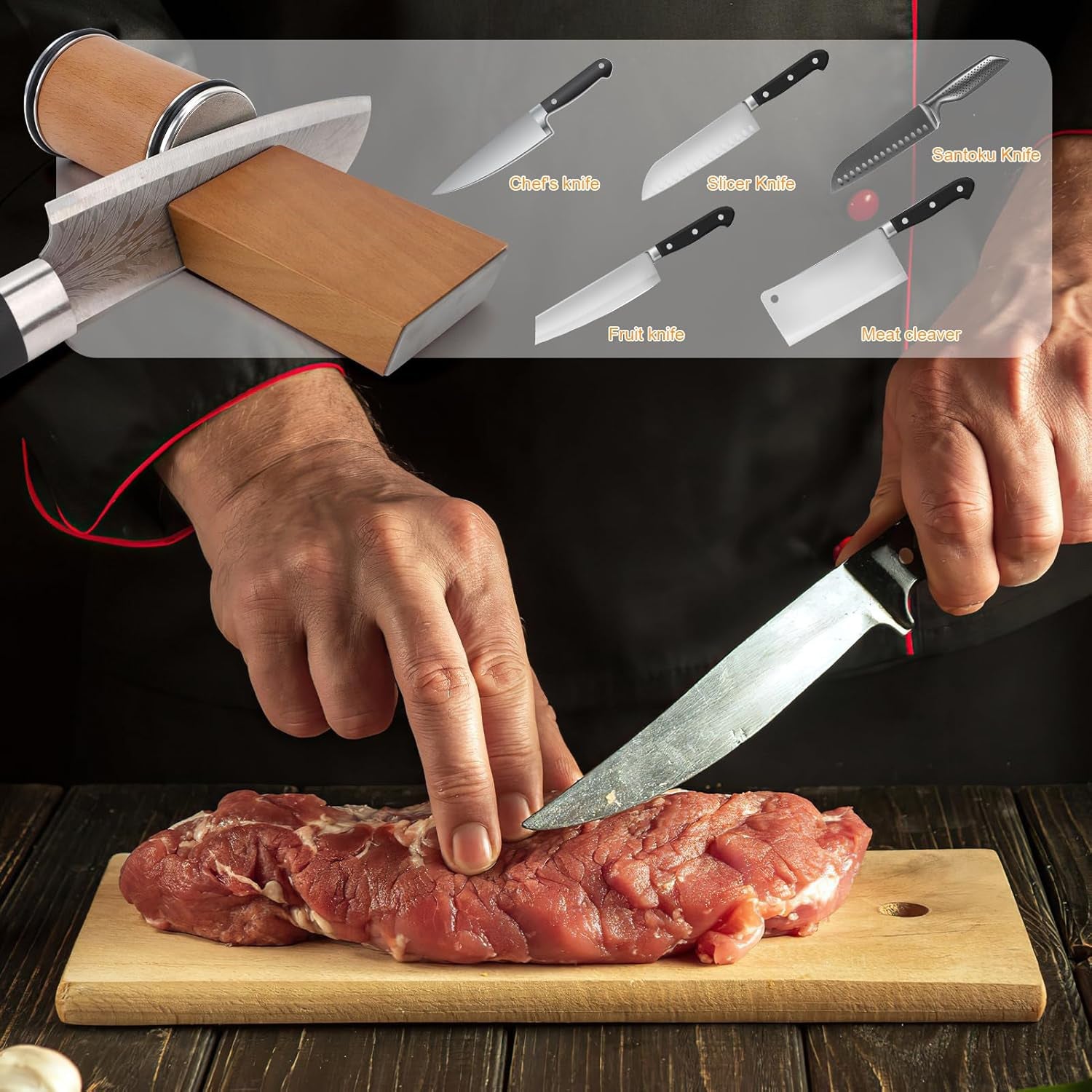 Professional Knife Sharpener | Diamond-Coated Grinding Roller for Precise Sharpening