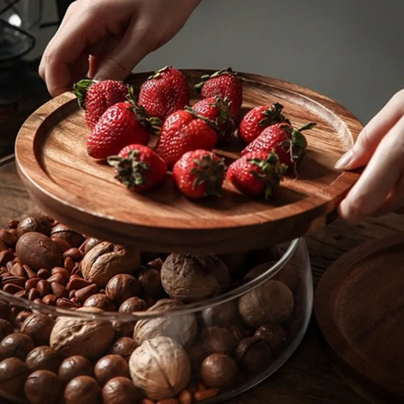 Glass Food Storage Containers | Stylish Kitchen Organizer with Wooden Lid