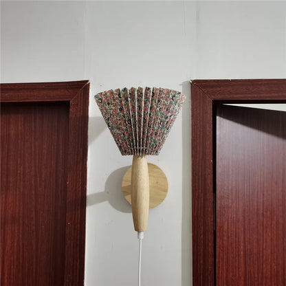 Petal Lamp | Nordic Style Wooden Wall Sconce with Pleated Design