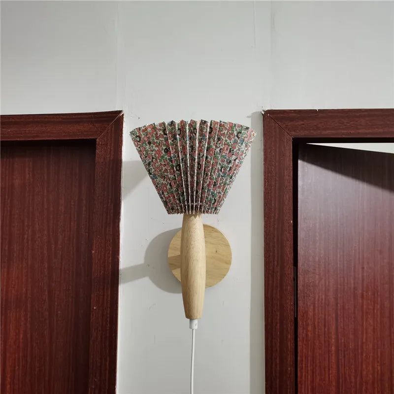 Petal Lamp | Nordic Style Wooden Wall Sconce with Pleated Design