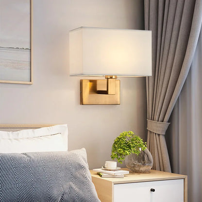 Modern Wall-Mounted Bedside Lamp with Fabric Shade