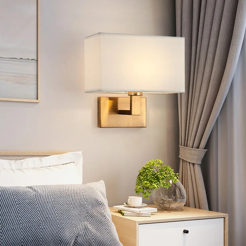 Modern Wall-Mounted Bedside Lamp with Fabric Shade