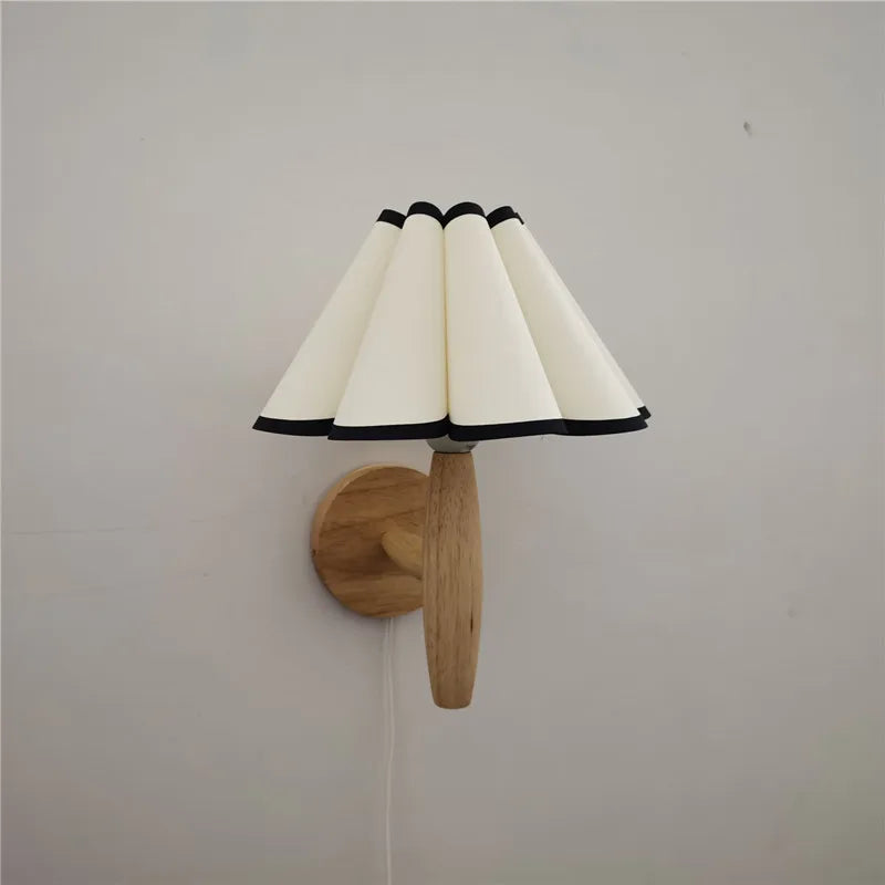 Petal Lamp | Nordic Style Wooden Wall Sconce with Pleated Design