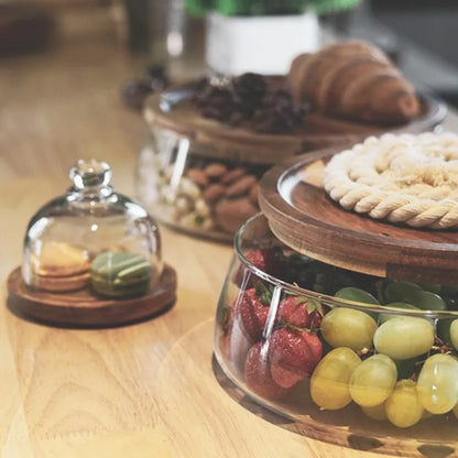 Glass Food Storage Containers | Stylish Kitchen Organizer with Wooden Lid