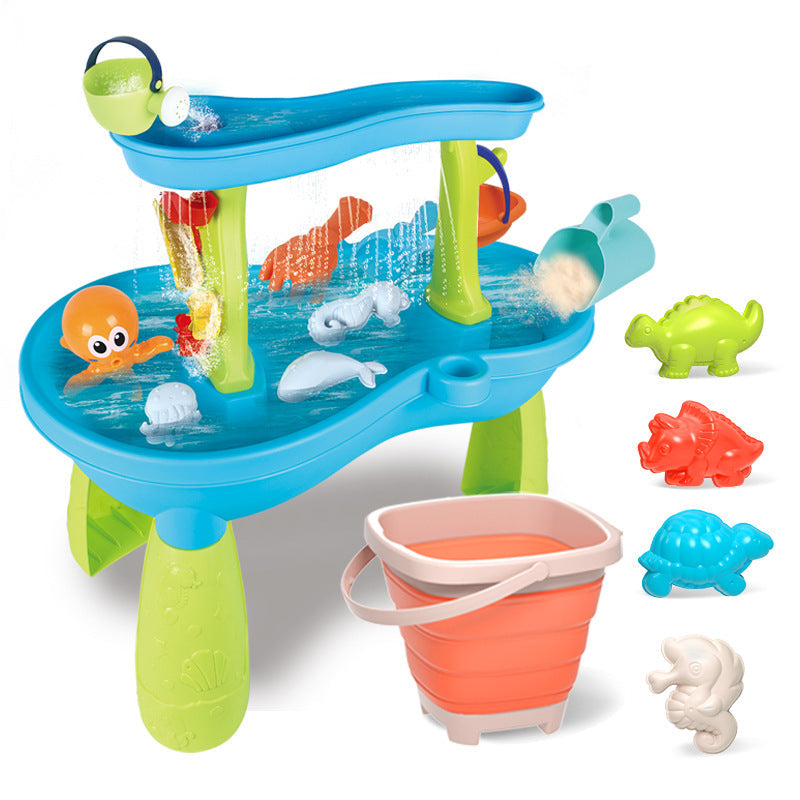 2-Tier Water & Sand Play Table – Sensory Outdoor Toy for Toddlers (Ages 1–3)