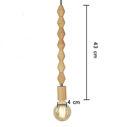 Boho Wooden Bead Pendant Light | Decorative Hanging Ceiling Lamp