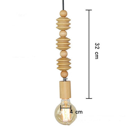 Boho Wooden Bead Pendant Light | Decorative Hanging Ceiling Lamp