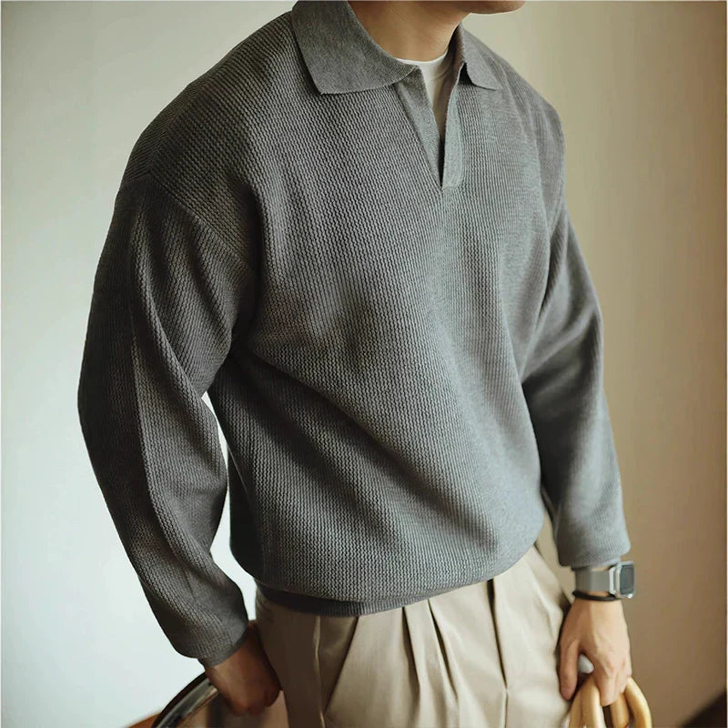 Men’s Long Sleeve Top | Casual Polo Style Shirt