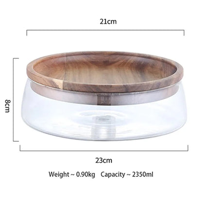 Glass Food Storage Containers | Stylish Kitchen Organizer with Wooden Lid
