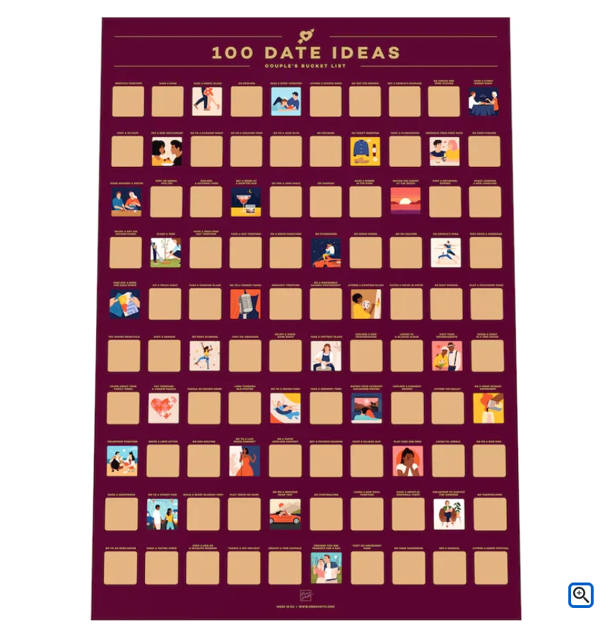 100 Date Ideas Poster – Fun and Creative Date Ideas to Try