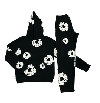 Unisex Floral Hoodie Tracksuit Set | Bold Red with Iconic Flower Prints