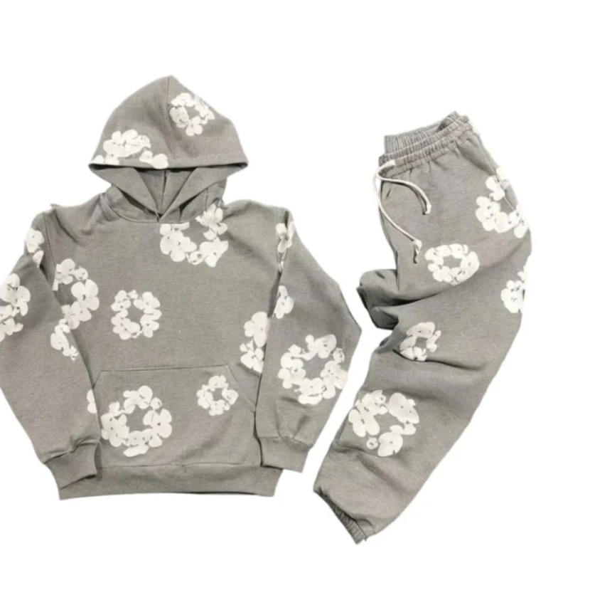 Unisex Floral Hoodie Tracksuit Set | Bold Red with Iconic Flower Prints