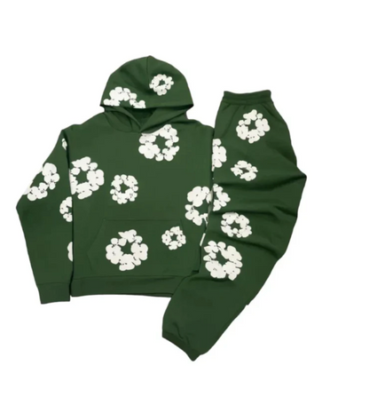 Unisex Floral Hoodie Tracksuit Set | Bold Red with Iconic Flower Prints