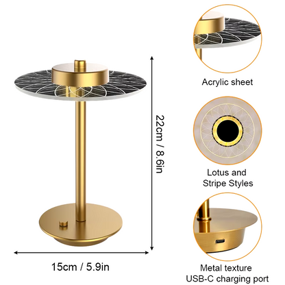 CrystalBeam Cordless LED Table Lamp – Touch Control, Rechargeable with Dimmable Light