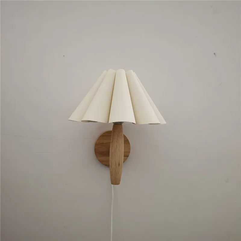 Petal Lamp | Nordic Style Wooden Wall Sconce with Pleated Design