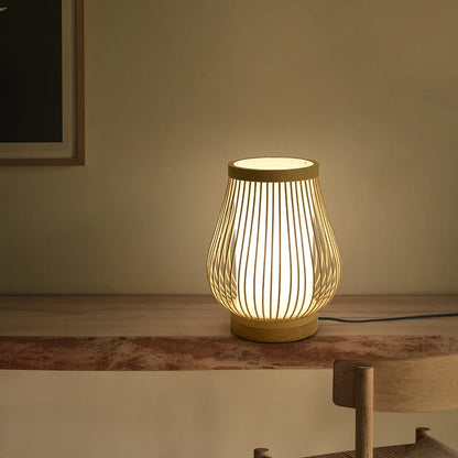 Japanese Zen Bamboo Bedside Lamp – Natural Harmony and Calm