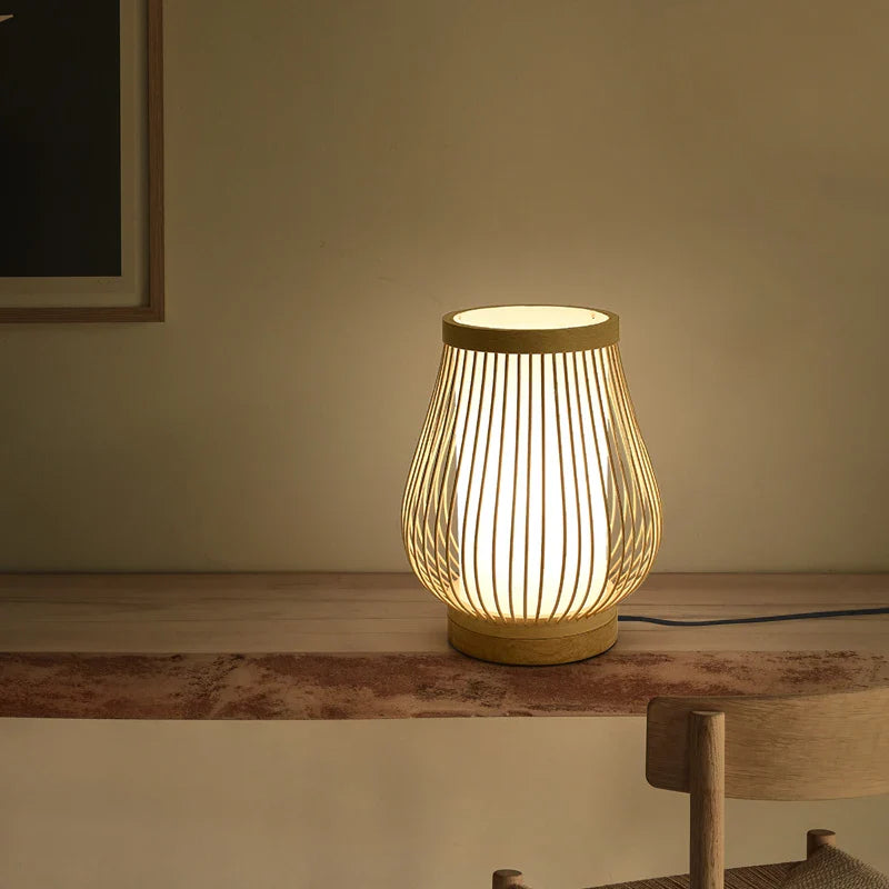 Japanese Zen Bamboo Bedside Lamp – Natural Harmony and Calm
