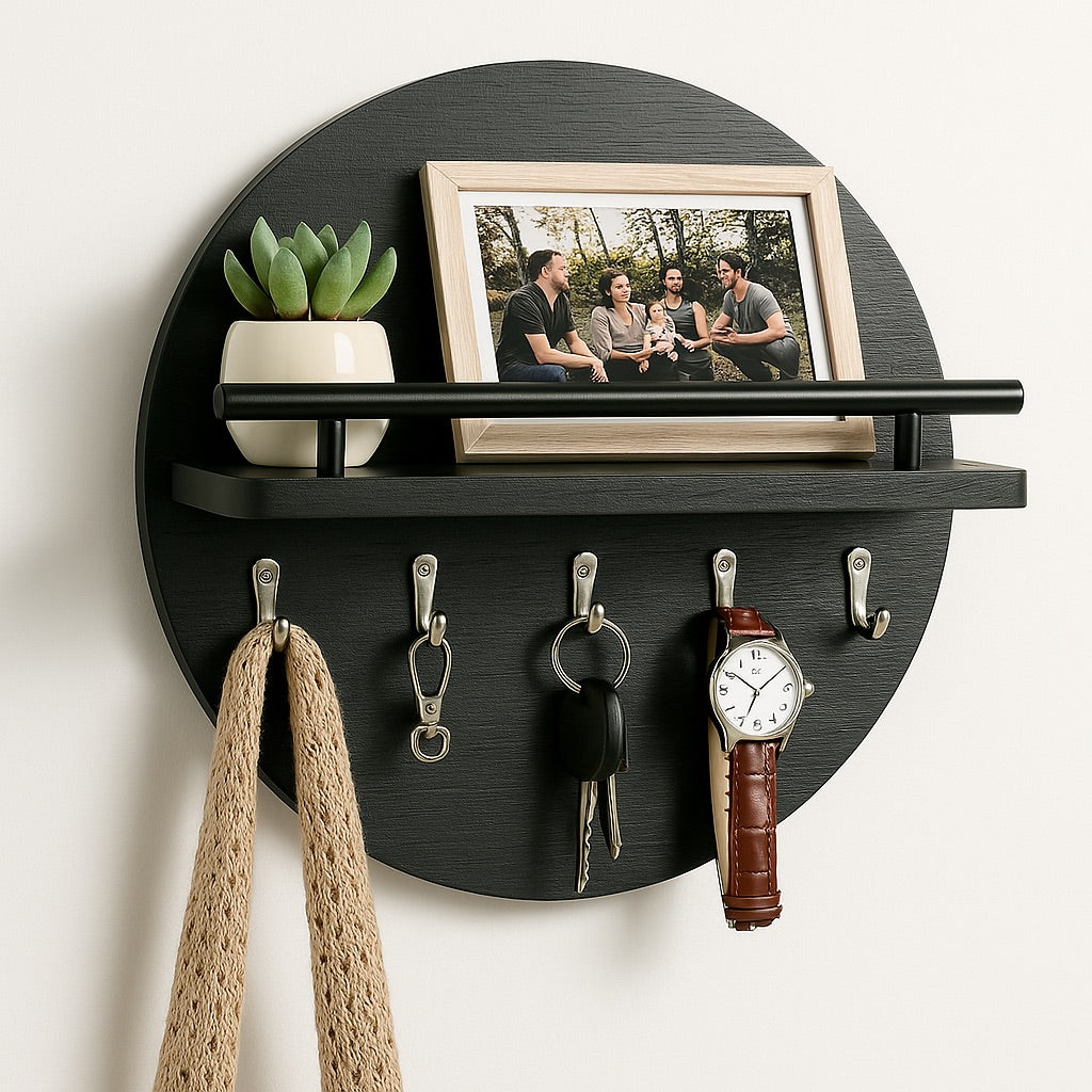 Luxyecs | Round stylish key holder made of eco-friendly wood
