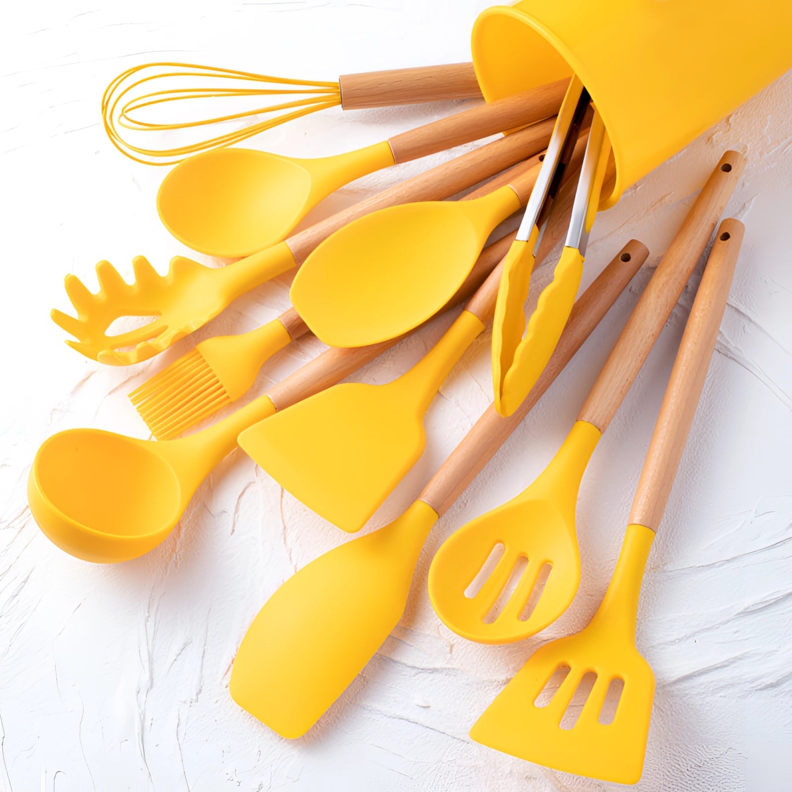 Non-Stick Silicone Utensil Set | Bamboo Handle Eco Cooking Tools