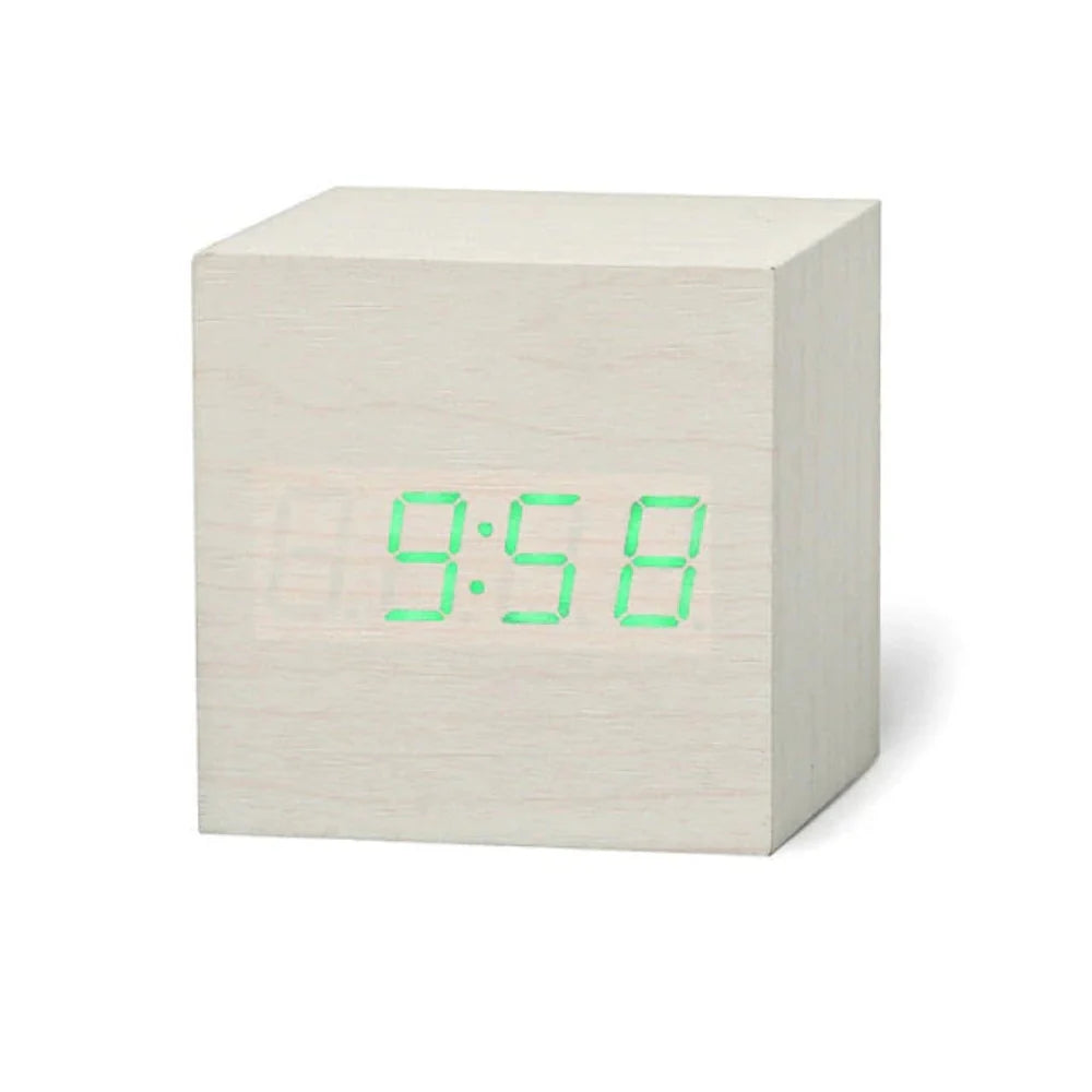 Wooden LED Digital Alarm Clock | Compact Bedroom Table Clock