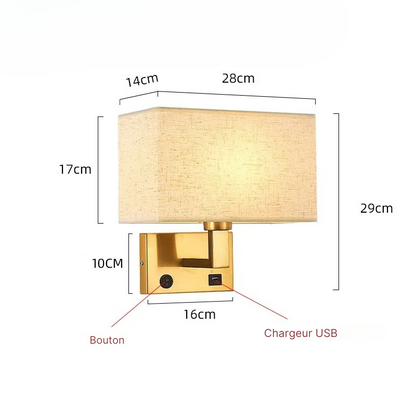 Modern Wall-Mounted Bedside Lamp with Fabric Shade