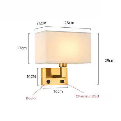 Modern Wall-Mounted Bedside Lamp with Fabric Shade