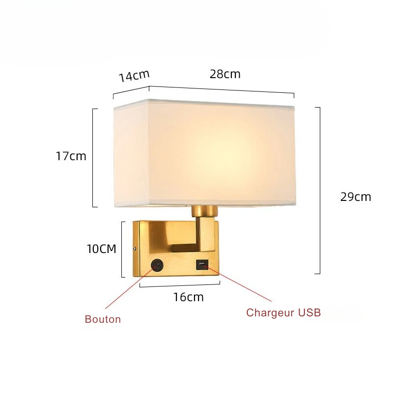 Modern Wall-Mounted Bedside Lamp with Fabric Shade