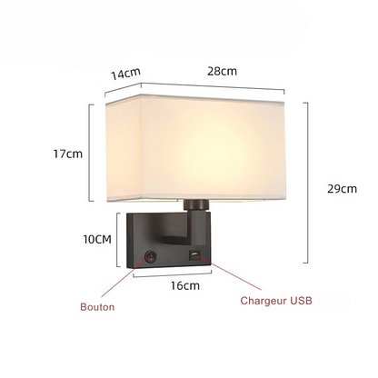 Modern Wall-Mounted Bedside Lamp with Fabric Shade